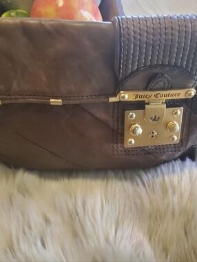 Vintage Juicy Couture Brown Quilted Leather Wristlet Clutch VGUC
